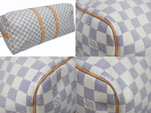 画像をギャラリービューアに読み込む, LOUIS VUITTON ルイヴィトン ダミエ アズール キーポル55 ボストンバッグ N41429 PVC ヌメ革 ホワイト ブラウン 美品 中古 4b005433