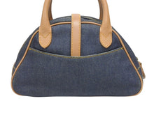 Load image into Gallery viewer, CHRISTIAN DIOR クリスチャンディオール ミニハンドバッグ ダブルサドルバッグ BO E 0501 ネイビー ブラウン ゴールド金具 美品 中古 4b005435