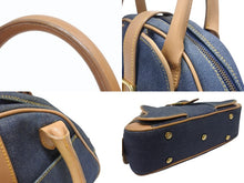 Load image into Gallery viewer, CHRISTIAN DIOR クリスチャンディオール ミニハンドバッグ ダブルサドルバッグ BO E 0501 ネイビー ブラウン ゴールド金具 美品 中古 4b005435