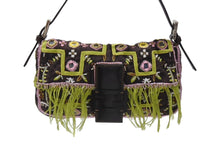 画像をギャラリービューアに読み込む, 極美品 FENDI フェンディ ビーズ刺繍 マンマバケット ハンドバッグ ブラック マルチカラー キャンバス ビーズ レザー ワンショルダー 26424 中古 4b005436