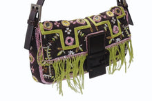 画像をギャラリービューアに読み込む, 極美品 FENDI フェンディ ビーズ刺繍 マンマバケット ハンドバッグ ブラック マルチカラー キャンバス ビーズ レザー ワンショルダー 26424 中古 4b005436