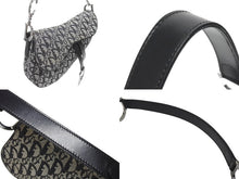 画像をギャラリービューアに読み込む, 極美品 Christian Dior クリスチャンディオール トロッター サドルバッグ ブラック ガリアーノ期 シルバー金具 ブラック ロゴ 中古 4b005447