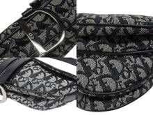 画像をギャラリービューアに読み込む, 極美品 Christian Dior クリスチャンディオール トロッター サドルバッグ ブラック ガリアーノ期 シルバー金具 ブラック ロゴ 中古 4b005447