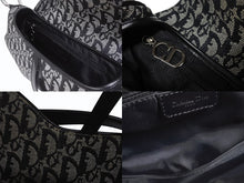 画像をギャラリービューアに読み込む, 極美品 Christian Dior クリスチャンディオール トロッター サドルバッグ ブラック ガリアーノ期 シルバー金具 ブラック ロゴ 中古 4b005447