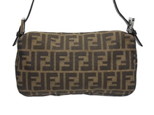 画像をギャラリービューアに読み込む, FENDI フェンディ ハンドバッグ ズッカ柄 マンマバケット ブラウン キャンバス レザー 26424 シルバー金具 美品 中古 4b005452