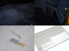 画像をギャラリービューアに読み込む, Christian Dior クリスチャンディオール ダブルサドルバッグ トロッター キャンバス レザー ネイビー ゴールド金具 美品 中古 4b005453