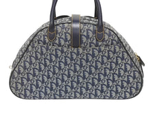 画像をギャラリービューアに読み込む, Christian Dior クリスチャンディオール ダブルサドルバッグ トロッター キャンバス レザー ネイビー ゴールド金具 美品 中古 4b005453