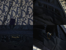 画像をギャラリービューアに読み込む, Christian Dior クリスチャンディオール ダブルサドルバッグ トロッター キャンバス レザー ネイビー ゴールド金具 美品 中古 4b005453