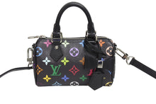 画像をギャラリービューアに読み込む, 新品同様 LOUIS VUITTON ルイヴィトン ナノスピーディ 村上隆 マルチカラー ブラック 2WAYバッグ M13406 PVC レザー 中古 4b005454