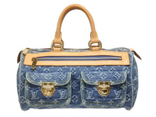 画像をギャラリービューアに読み込む, LOUIS VUITTON ルイヴィトン ネオスピーディ ハンドバッグ M95019 モノグラム デニム インディゴブルー ゴールド金具 美品 中古 4b005459