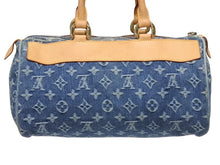 画像をギャラリービューアに読み込む, LOUIS VUITTON ルイヴィトン ネオスピーディ ハンドバッグ M95019 モノグラム デニム インディゴブルー ゴールド金具 美品 中古 4b005459