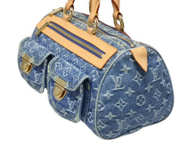 画像をギャラリービューアに読み込む, LOUIS VUITTON ルイヴィトン ネオスピーディ ハンドバッグ M95019 モノグラム デニム インディゴブルー ゴールド金具 美品 中古 4b005459