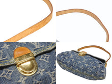 画像をギャラリービューアに読み込む, LOUIS VUITTON ルイヴィトン ミニプリーティ ワンショルダーバッグ M95050 モノグラム デニム レザー ゴールド金具 美品 中古 4b005461