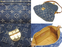 画像をギャラリービューアに読み込む, LOUIS VUITTON ルイヴィトン ミニプリーティ ワンショルダーバッグ M95050 モノグラム デニム レザー ゴールド金具 美品 中古 4b005461