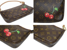 画像をギャラリービューアに読み込む, 新品同様品 LOUIS VUITTON ルイヴィトン ポシェット アクセソワール ブラウン モノグラム チェリー 村上隆 M95008 中古 4b005463