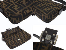 画像をギャラリービューアに読み込む, 極美品 FENDI フェンディ ハンドバッグ ズッカ柄 マンマバケット ブラウン キャンバス レザー 25124 シルバー金具 中古 4b005465