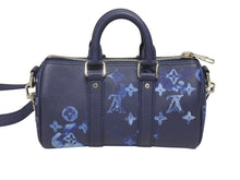 画像をギャラリービューアに読み込む, 極美品 LOUIS VUITTON ルイヴィトン ウォーターカラー モノグラム ブルー キーポルXS M57844 中古 4b005467