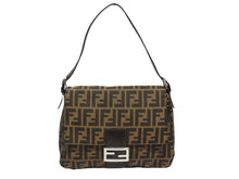画像をギャラリービューアに読み込む, 極美品 FENDI フェンディ マンマバケット ワンショルダーバッグ 26325 ズッカ柄 キャンバス レザー ブラウン シルバー金具 中古 4b005475