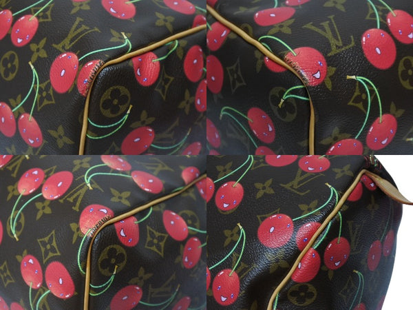 極美品 LOUIS VUITTON ルイヴィトン キーポル45 ボストンバッグ M95011 モノグラム チェリー PVC レザー ブラウン 村上隆 美品 中古 4b005477