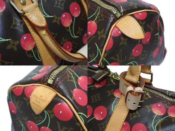 極美品 LOUIS VUITTON ルイヴィトン キーポル45 ボストンバッグ M95011 モノグラム チェリー PVC レザー ブラウン 村上隆 美品 中古 4b005477