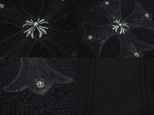 Load image into Gallery viewer, CHROME HEARTS クロムハーツ ロングカーディガン サイズL CHプラス クロスレザーパッチ カシミヤ ウール シルバー925 美品 中古 4b005487