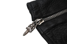 Load image into Gallery viewer, CHROME HEARTS クロムハーツ DGR ZIP GROVE ダガージップ レザーグローブ 手袋 サイズ9 シルバー925 ブラック 美品 中古 4b005490