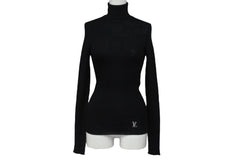極美品 LOUIS VUITTON ルイヴィトン 長袖ニットセーター RW211W IQS FGKL22 サイズXS ウール シルク ブラック ロゴ 中古 4b005525