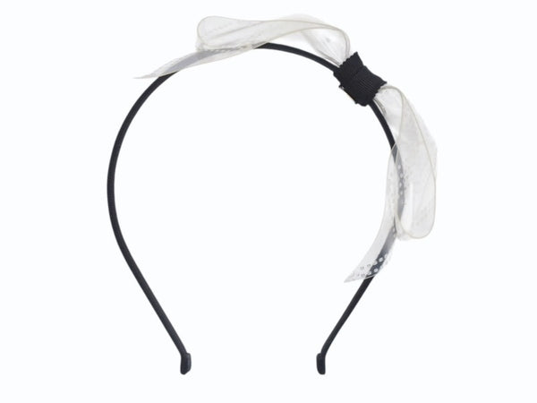 CHANEL シャネル カチューシャ ヘアバンド ココマークリボン18S刻印 クリア ブラック PVC 美品 中古 4b005527
