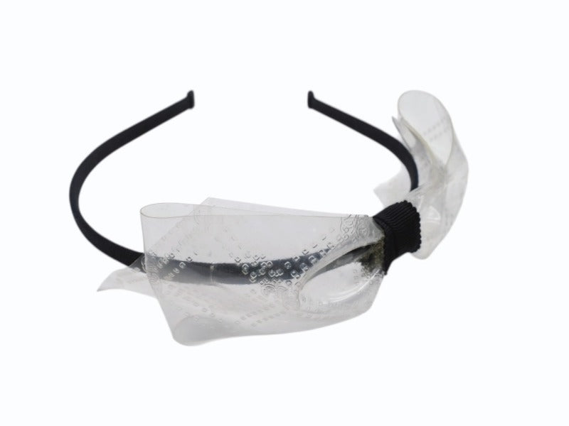 CHANEL Headband Headband Coco Mark Ribbon 18S Engraved Clear Black PVC Good Condition Used 4b005527