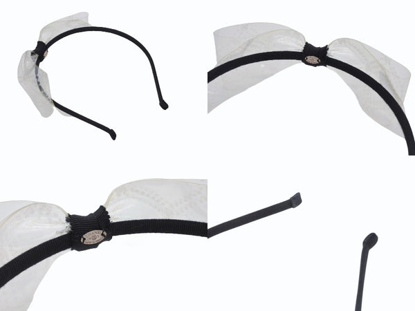 CHANEL シャネル カチューシャ ヘアバンド ココマークリボン18S刻印 クリア ブラック PVC 美品 中古 4b005527