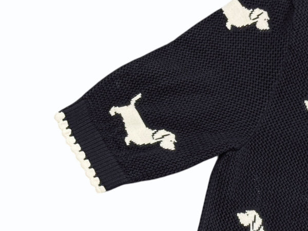 極美品 THOM BROWNE トムブラウン ニット・セーター ネイビー ホワイト コットン ナイロン FKA444A-Y3006-415 中古 4b005537