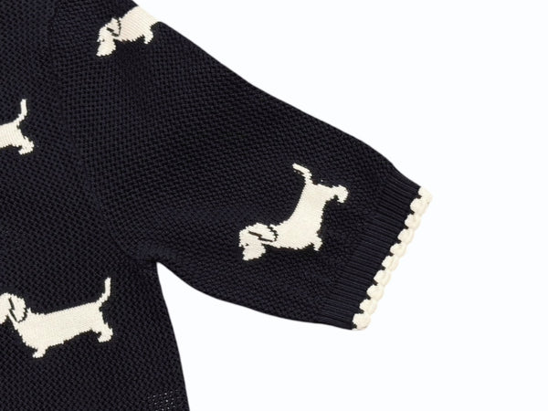 極美品 THOM BROWNE トムブラウン ニット・セーター ネイビー ホワイト コットン ナイロン FKA444A-Y3006-415 中古 4b005537