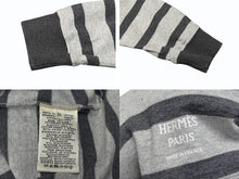 画像をギャラリービューアに読み込む, HERMES エルメス プルオーバーフーディー パーカー サイズ34 プリント グレー ボーダー柄 ロング丈 美品 中古 4b005539