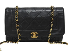 画像をギャラリービューアに読み込む, CHANEL シャネル マトラッセ25 ダイアナ Sフラップ Sチェーンショルダーバッグ 7番台 ココマーク ラムスキン ブラック 美品 中古 4b005549