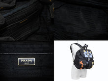 画像をギャラリービューアに読み込む, PRADA プラダ リュック テスート ロボット パッチ トライアングルロゴ 1BZ811 ナイロン レザー ブラック マルチカラー 美品 中古 4b005584