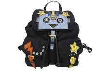 画像をギャラリービューアに読み込む, PRADA プラダ リュック テスート ロボット パッチ トライアングルロゴ 1BZ811 ナイロン レザー ブラック マルチカラー 美品 中古 4b005584