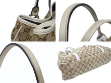 画像をギャラリービューアに読み込む, GUCCI グッチ GGキャンバス ハンドバッグ トートバッグ 232957 493492 キャンバス レザー ベージュ ゴールド シルバー金具 美品 中古 4b005594