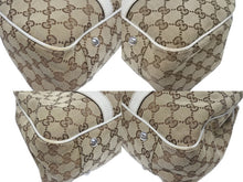 画像をギャラリービューアに読み込む, GUCCI グッチ GGキャンバス ハンドバッグ トートバッグ 232957 493492 キャンバス レザー ベージュ ゴールド シルバー金具 美品 中古 4b005594