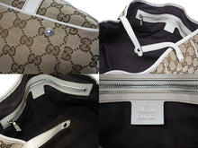 画像をギャラリービューアに読み込む, GUCCI グッチ GGキャンバス ハンドバッグ トートバッグ 232957 493492 キャンバス レザー ベージュ ゴールド シルバー金具 美品 中古 4b005594