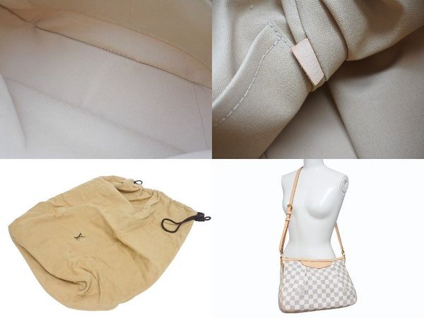 新品同様 LOUIS VUITTON ルイヴィトン シラクーサPM ショルダーバッグ N41113 ダミエアズールキャンバス ホワイト ベージュ 中古 4b005597