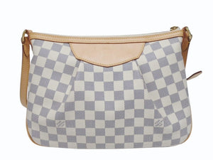新品同様 LOUIS VUITTON ルイヴィトン シラクーサPM ショルダーバッグ N41113 ダミエアズールキャンバス ホワイト ベージュ 中古 4b005597
