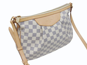 新品同様 LOUIS VUITTON ルイヴィトン シラクーサPM ショルダーバッグ N41113 ダミエアズールキャンバス ホワイト ベージュ 中古 4b005597