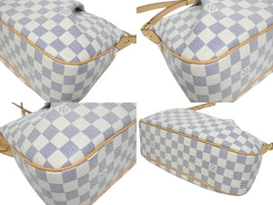 新品同様 LOUIS VUITTON ルイヴィトン シラクーサPM ショルダーバッグ N41113 ダミエアズールキャンバス ホワイト ベージュ 中古 4b005597