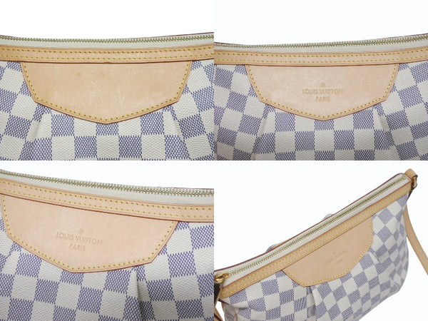 新品同様 LOUIS VUITTON ルイヴィトン シラクーサPM ショルダーバッグ N41113 ダミエアズールキャンバス ホワイト ベージュ 中古 4b005597