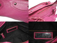 画像をギャラリービューアに読み込む, BALENCIAGA バレンシアガ ザシティ ショルダーバッグ ハンドバッグ 2way 115748 シープスキン ピンク 美品 中古 4b005603