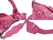 画像をギャラリービューアに読み込む, BALENCIAGA バレンシアガ ザシティ ショルダーバッグ ハンドバッグ 2way 115748 シープスキン ピンク 美品 中古 4b005603