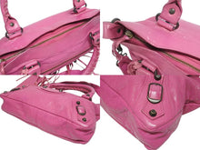 画像をギャラリービューアに読み込む, BALENCIAGA バレンシアガ ザシティ ショルダーバッグ ハンドバッグ 2way 115748 シープスキン ピンク 美品 中古 4b005603