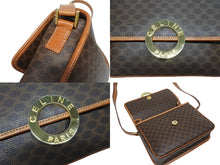 画像をギャラリービューアに読み込む, CELINE セリーヌ マカダム デカサークル金具 フラップ ショルダーバッグ M13 イタリア製 ブラウン ゴールド金具 美品 中古 4b005605