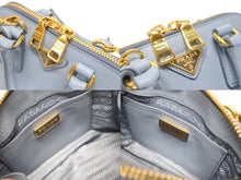 画像をギャラリービューアに読み込む, 極美品 PRADA プラダ 2WAY ミニハンドバッグ ショルダーバッグ BL0851 サフィアーノレザー ブルー ゴールド金具 中古 4b005614