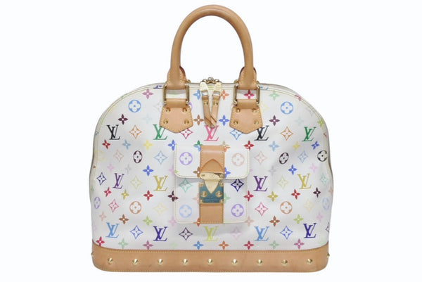 LOUIS VUITTON ルイヴィトン 村上隆 アルマGM ハンドバッグ M40441 モノグラム マルチカラー ホワイト 美品 中古 4b005618